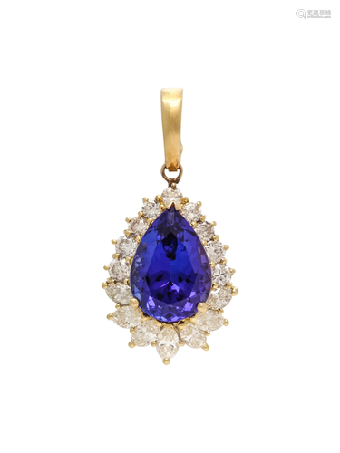 TANZANITE AND DIAMOND PENDANT