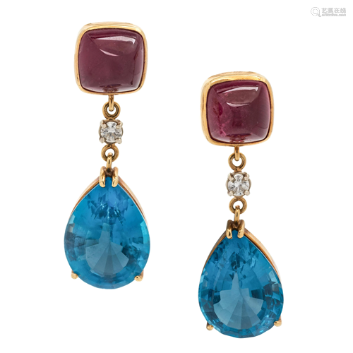 PINK TOURMALINE, BLUE TOPAZ AND DIAMOND …