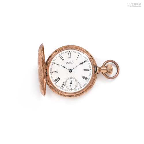 WALTHAM, 14K ROSE GOLD HUNTER CASE POCKET…