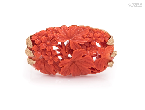 CORAL BROOCH