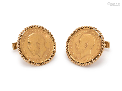 YELLOW GOLD COIN CUFFLINKS