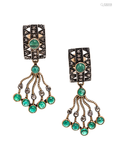 EMERALD AND DIAMOND EARRINGS