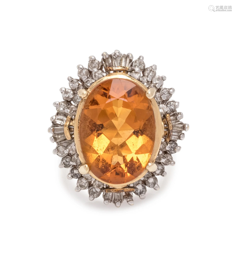 CITRINE AND DIAMOND RING