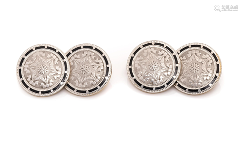 PLATINUM TOPPED GOLD CUFFLINKS