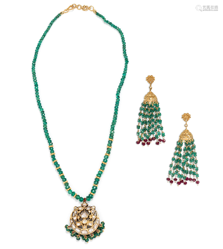 COLLECTION OF EMERALD, RUBY AND ENAME…