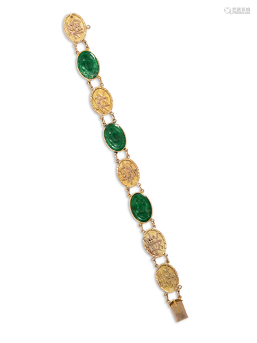 YELLOW GOLD AND JADE BRACELET