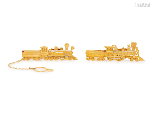 YELLOW GOLD TRAIN TIE BARS