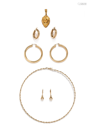 COLLECTION OF YELLOW GOLD JEWELRY