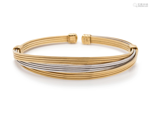 ROBERTO COIN, BICOLOR GOLD CUFF BRACELET