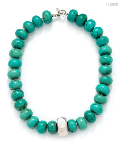 TURQUOISE AND STERLING SILVER NECKLACE