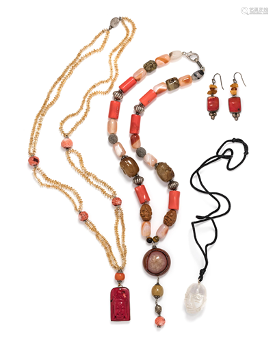 COLLECTION OF HARDSTONE JEWELRY