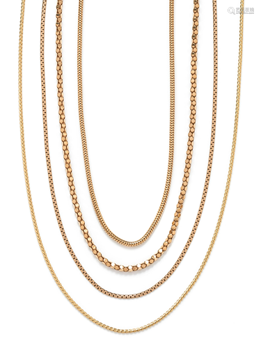 COLLECTION OF YELLOW GOLD NECKLACES