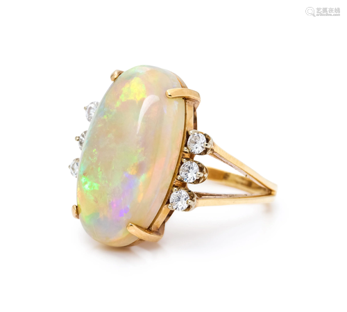 OPAL AND DIAMOND RING