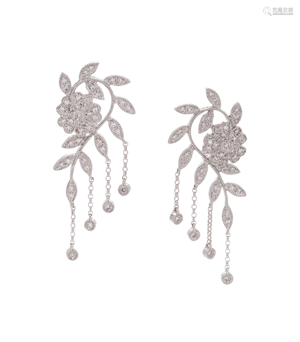 DIAMOND FLOWER MOTIF EARCLIPS