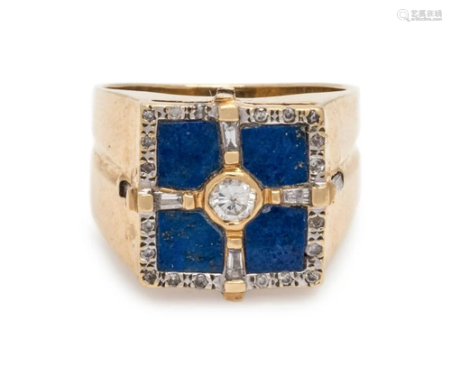 DIAMOND AND LAPIS LAZULI RING