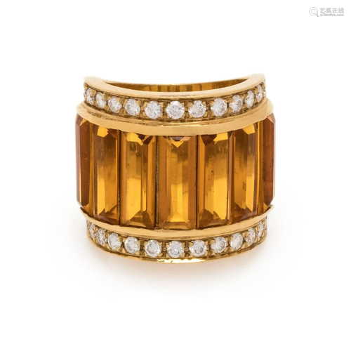 CITRINE AND DIAMOND RING