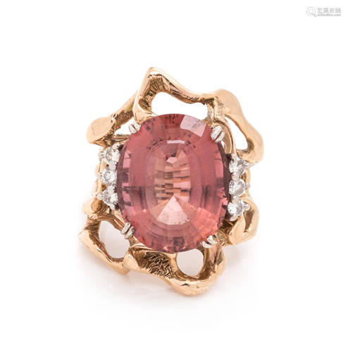 PINK TOURMALINE AND DIAMOND RING WITH JACKET