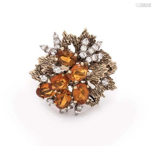 BRUTALIST, TOPAZ AND DIAMOND RING