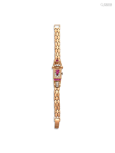 RETRO, 14K ROSE GOLD, DIAMOND AND RUBY …