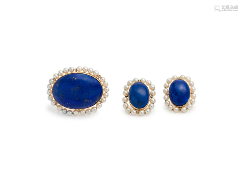 LAPIS LAZULI AND CULTURED PEARL SET