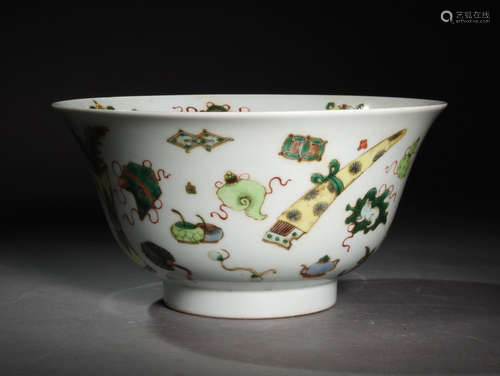 A  QING  DYNASTY MULTICOLOURED  ANTIQUE LARGE  BOWL