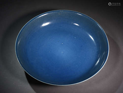 A QING  DYNASTY  JI  BLUE  GLAZE  BIG  PLATE