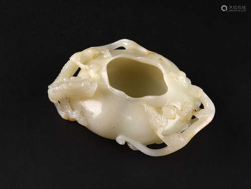 A CREAMY WHITE JADE WATER CONTAINER, QING DYNASTY