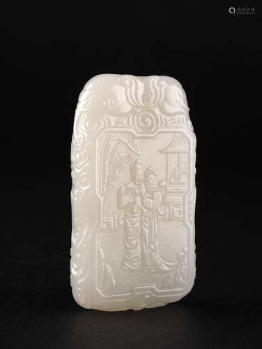 A WHITE JADE PLAQUE, QING DYNASTY