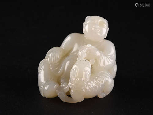 A WHITE JADE KID, QING DYNASTY