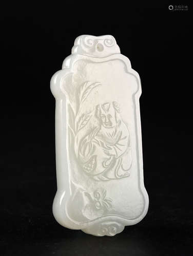 A WHITE JADE PLAQUE, QING DYNASTY