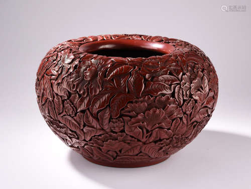 A CARVED CINNABAR LACQUER WASHER, QING DYNASTY