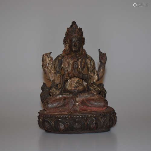 The QING dynasty Wood Buddha Figures
