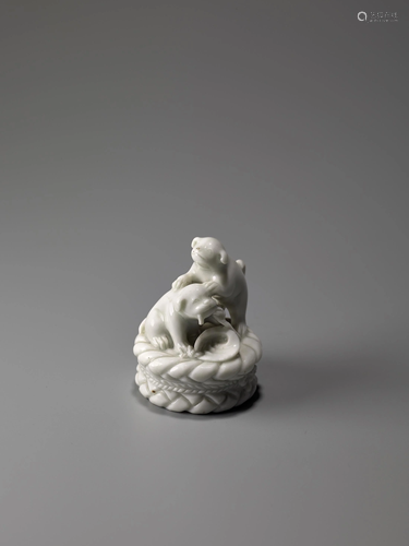 A FINE AND RARE HIRADO PORCELAIN NETSUKE