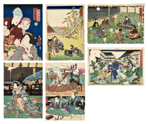 KUNISADA I : SIX JAPANESE COLOR WOODBL…