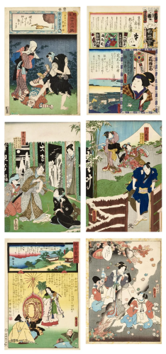 KUNISADA I: SIX JAPANESE COLOR WOODBL…