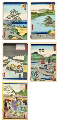 HIROSHIGE: FIVE JAPANESE COLOR WOODBL…