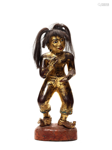 A BURMESE GILT WOOD FIGURE OF A NAT, C. 1920