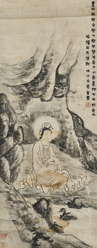 A BUDDHIST PAINTING ON PAPER,LATE QING TO REP…