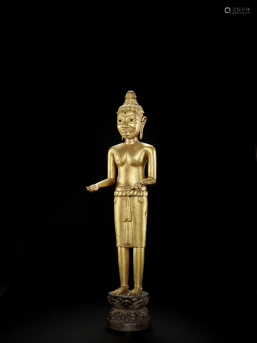 A VIETNAMESE CHAM STYLE GOLD FIGURE OF SHIVA