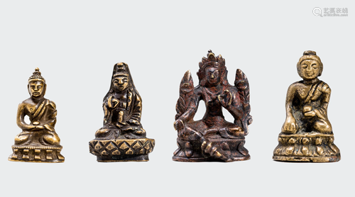 FOUR SMALL CULT BRONZES, 18th to 19th CENT…