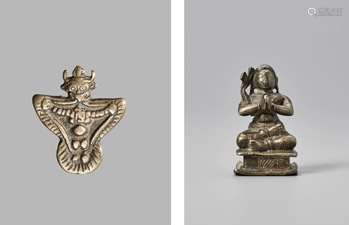 TWO SMALL INDIAN BRONZE FIGURES, 19TH CEN…