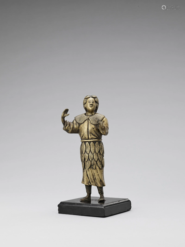 A GILT BRONZE FIGURE OF A FEMALE DEITY, MID-QING