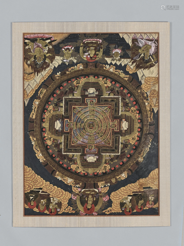 A TIBETAN MANDALA WITH BUDDDHIST DEITIES, c.…