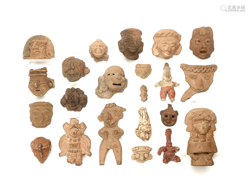 22 HEADS AND FIGURES - PRE-COLUMBIAN ERA