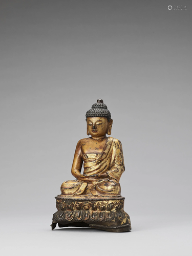 A LACQUER-GILT BRONZE FIGURE OF BUDDHA…