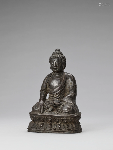 A BUDDHA SHAKYAMUNI BRONZE, LATE …