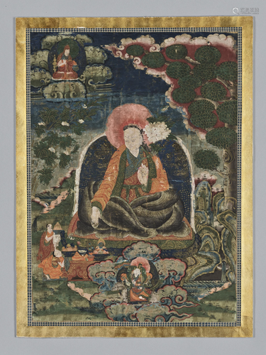 A TIBETAN THANGKA OF A SCHOLAR, 19TH CENTU…