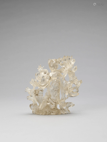 A ROCK CRYSTAL CARVING OF A CELESTIAL LADY