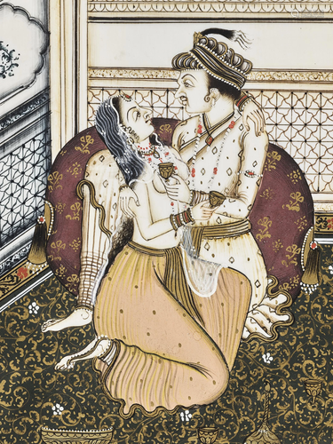 AN INDIAN 'PALACE LOVERS' MINIATURE PAINTIN…