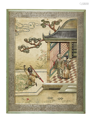 A SOAPSTONE-INLAID XIXIANG JI PANEL, QIANLONG